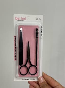 Set para arreglo de cejas de pinza, tijera y cepillo - imagen