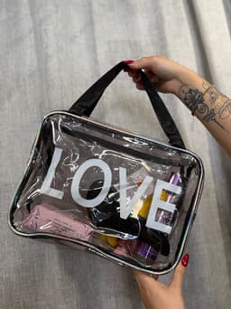 Neceser LOVE tamaño grande color transparente - imagen