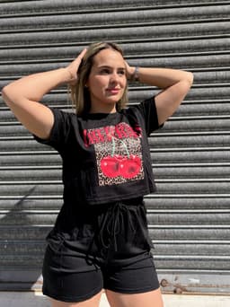 Conjunto Cherry top  con short cargo - imagen