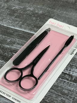 Set para arreglo de cejas de pinza, tijera y cepillo - imagen