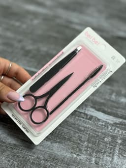 Set para arreglo de cejas de pinza, tijera y cepillo - imagen