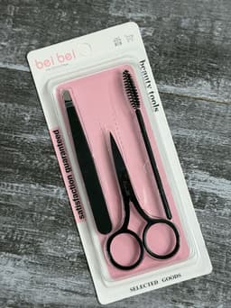 Set para arreglo de cejas de pinza, tijera y cepillo - imagen