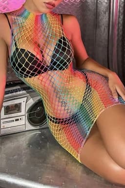 Vestido de red de colores arcoiris - imagen