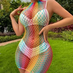Vestido de red de colores arcoiris - imagen