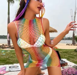 Vestido de red de colores arcoiris - imagen