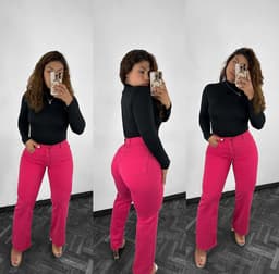 Jeans wid leg rosado - imagen