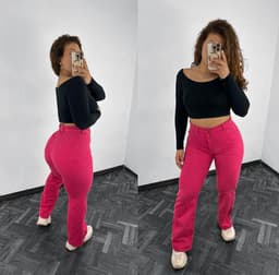 Jeans wid leg rosado - imagen