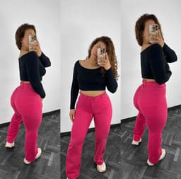 Jeans wid leg rosado - imagen