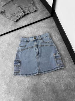 Pollera mini cargo de jeans - imagen