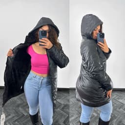 Campera puffer larga forrada - imagen
