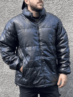 Campera Puffer de Hombre de ecocuero color negro - imagen