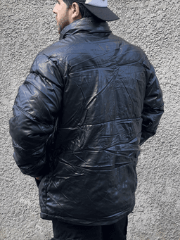 Campera Puffer de Hombre de ecocuero color negro - imagen