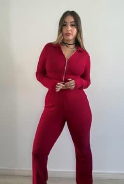 Conjunto de campera y pantalon, en morley peludito elastizado - imagen