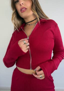 Conjunto de campera y pantalon, en morley peludito elastizado - imagen