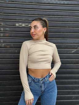 Polera morley cuello entero ribana - imagen