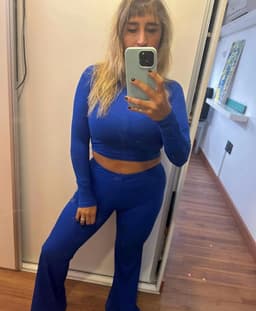 Conjunto BLUE de palazo y top en tela Morley - imagen