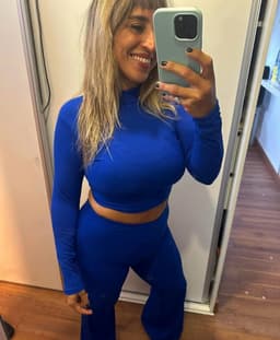 Conjunto BLUE de palazo y top en tela Morley - imagen