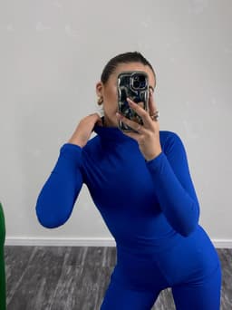 Conjunto BLUE de palazo y top en tela Morley - imagen