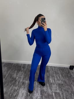 Conjunto BLUE de palazo y top en tela Morley - imagen