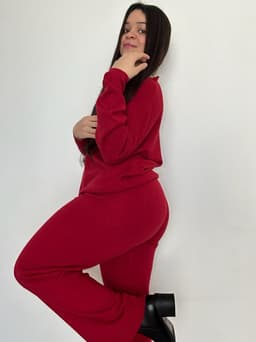 Conjunto de buzo y palazo Granate - imagen