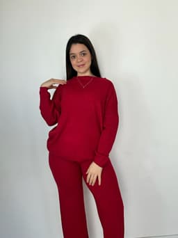 Conjunto de buzo y palazo Granate - imagen