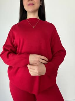 Conjunto de buzo y palazo Granate - imagen