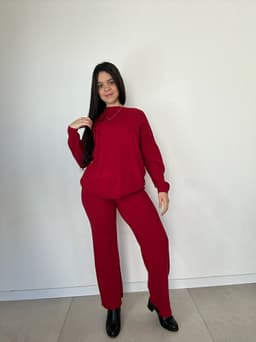 Conjunto de buzo y palazo Granate - imagen