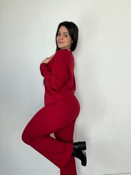 Conjunto de buzo y palazo Granate - imagen