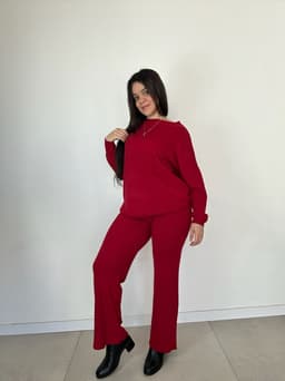 Conjunto de buzo y palazo Granate - imagen