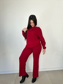 Conjunto de buzo y palazo Granate - imagen