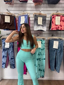 Conjunto de top y calza oxford con push up - imagen