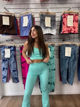 Conjunto de top y calza oxford con push up - imagen