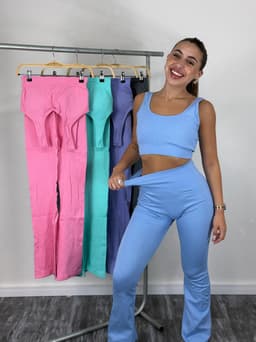 Conjunto de top y calza oxford con push up - imagen