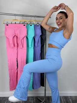 Conjunto de top y calza oxford con push up - imagen