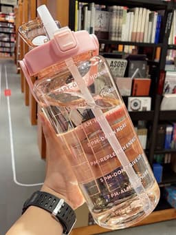 Botella motivacional con horario y sorbito 2 litros - imagen