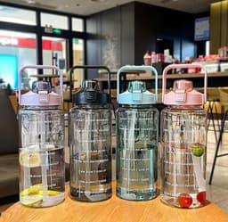 Botella motivacional con horario y sorbito 2 litros - imagen