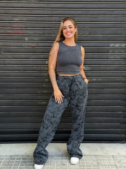 Pantalon deportivo oxford difuminado afelpado - imagen