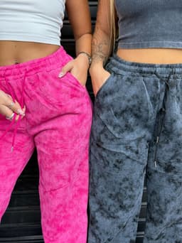 Pantalon deportivo oxford difuminado afelpado - imagen