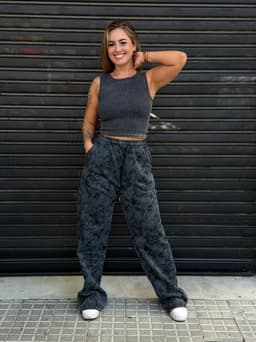 Pantalon deportivo oxford difuminado afelpado - imagen