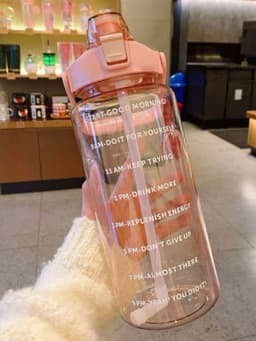 Botella motivacional con horario y sorbito 2 litros por MAYOR ($230 c/u Pack de 6 unidades) - imagen
