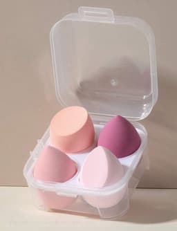 Estuche con 4 esponjas diversas para maquillaje X MAYOR ($90 c/u paquete minimo de 12 estuches) - imagen
