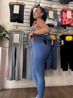 Conjunto de top y calza con Push y canale en la faja color azul denim - imagen