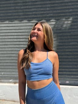 Conjunto de top y calza con Push y canale en la faja color azul denim - imagen