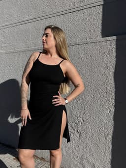 Vestido morley largo con tajo - imagen