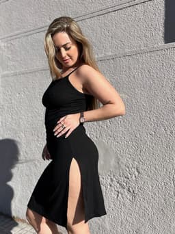 Vestido morley largo con tajo - imagen