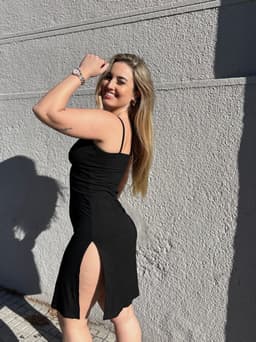 Vestido morley largo con tajo - imagen