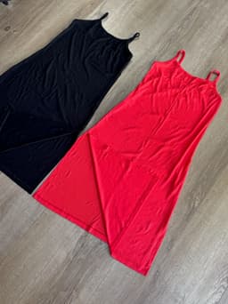 Vestido morley largo con tajo - imagen