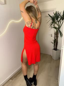Vestido morley largo con tajo - imagen
