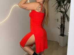 Vestido morley largo con tajo - imagen