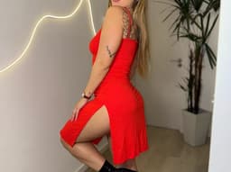 Vestido morley largo con tajo - imagen